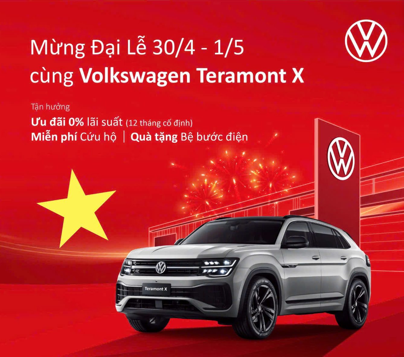 Mừng 50 năm giiải phóng VN. VW Teramont X gói vay lãi suất 0 trong 12